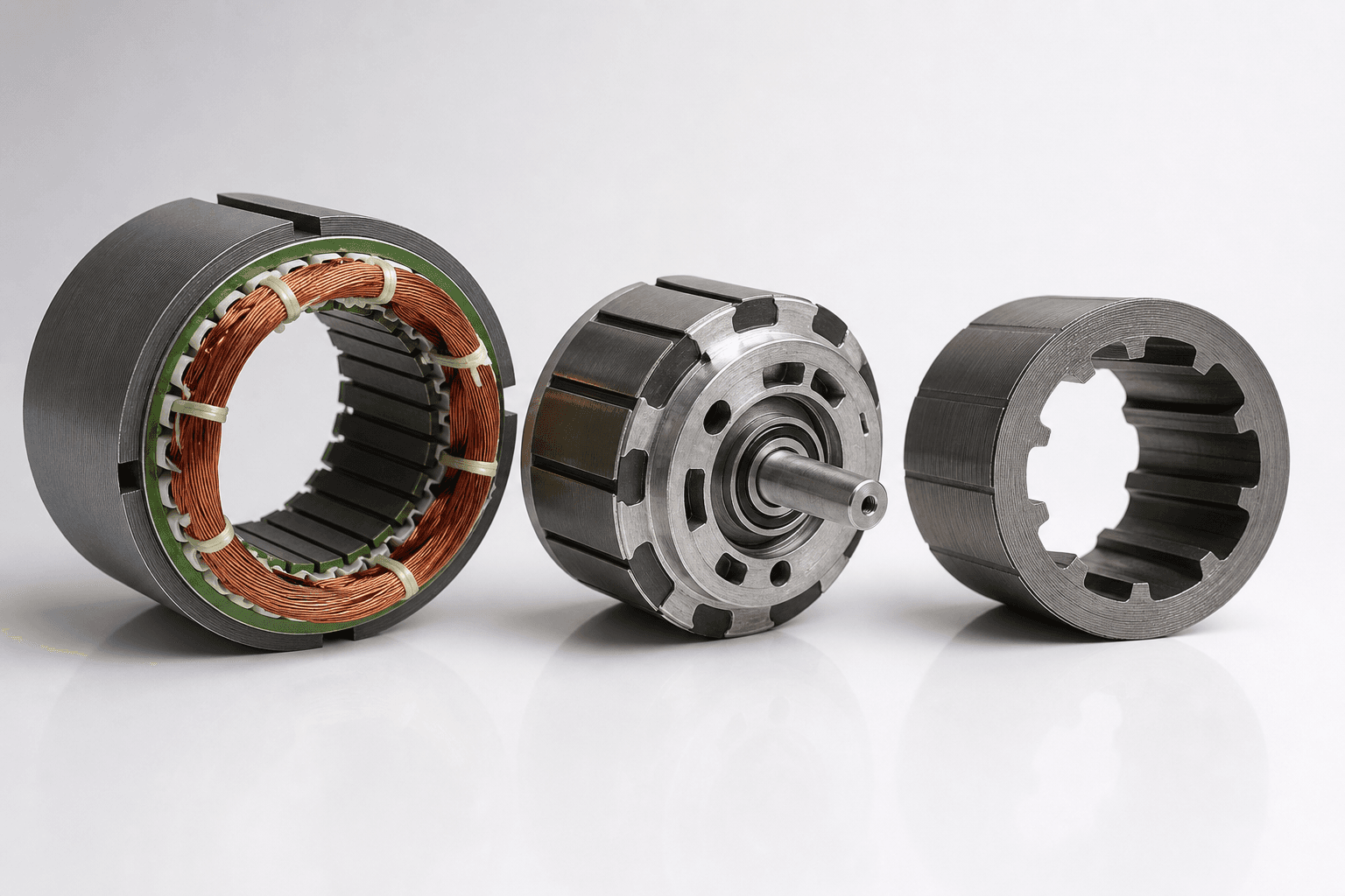Electric motors and motor assemblies